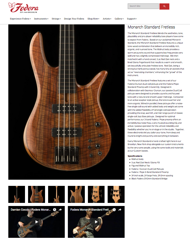 fodera monarch standard fretless